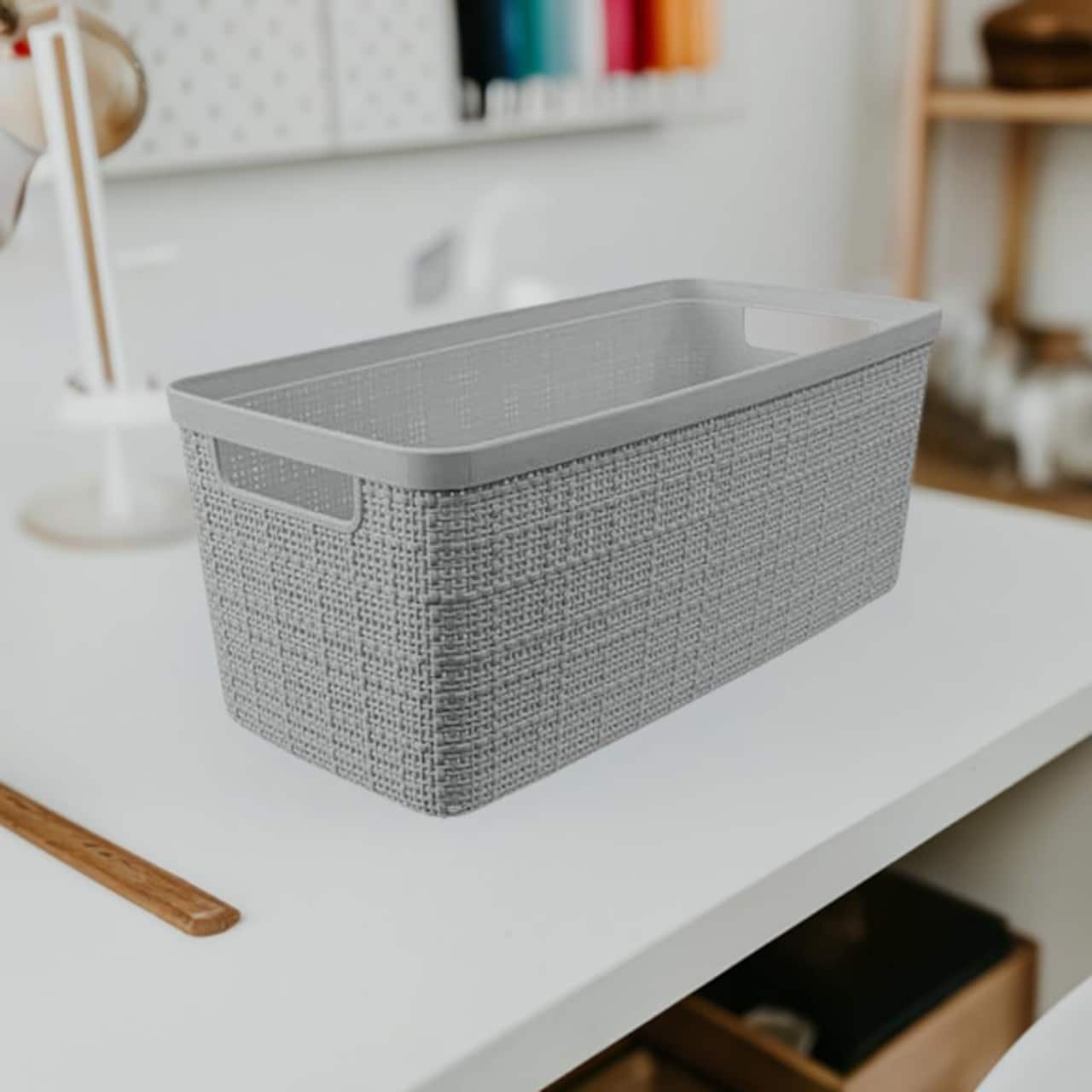 Curver® Jute Gray Plastic Storage Basket Organizer